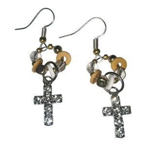 Elegant Silver and Gold Cross Earrings